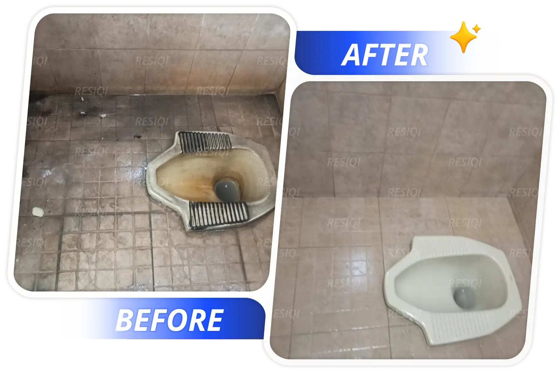 Keramik kamar mandi bersih dan mengkilap setelah dibersihkan